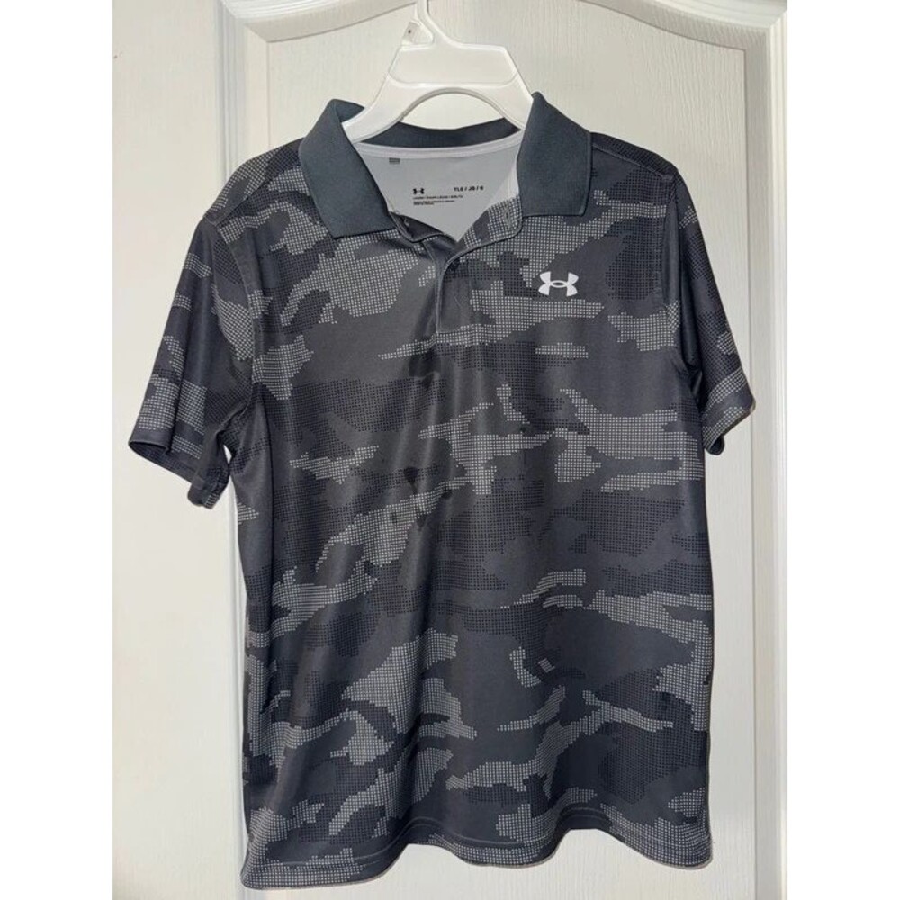 Under Armour Boys Grey Camo Polo Shirt - Youth Large (YLG / 14-16)